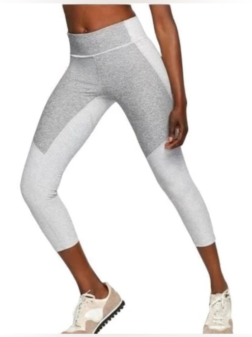 Outdoor Voices Heathered Gray Active Leggings with Subtle Stripe